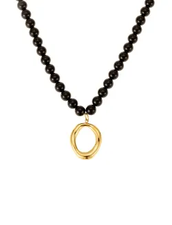 Halo black bead halsband