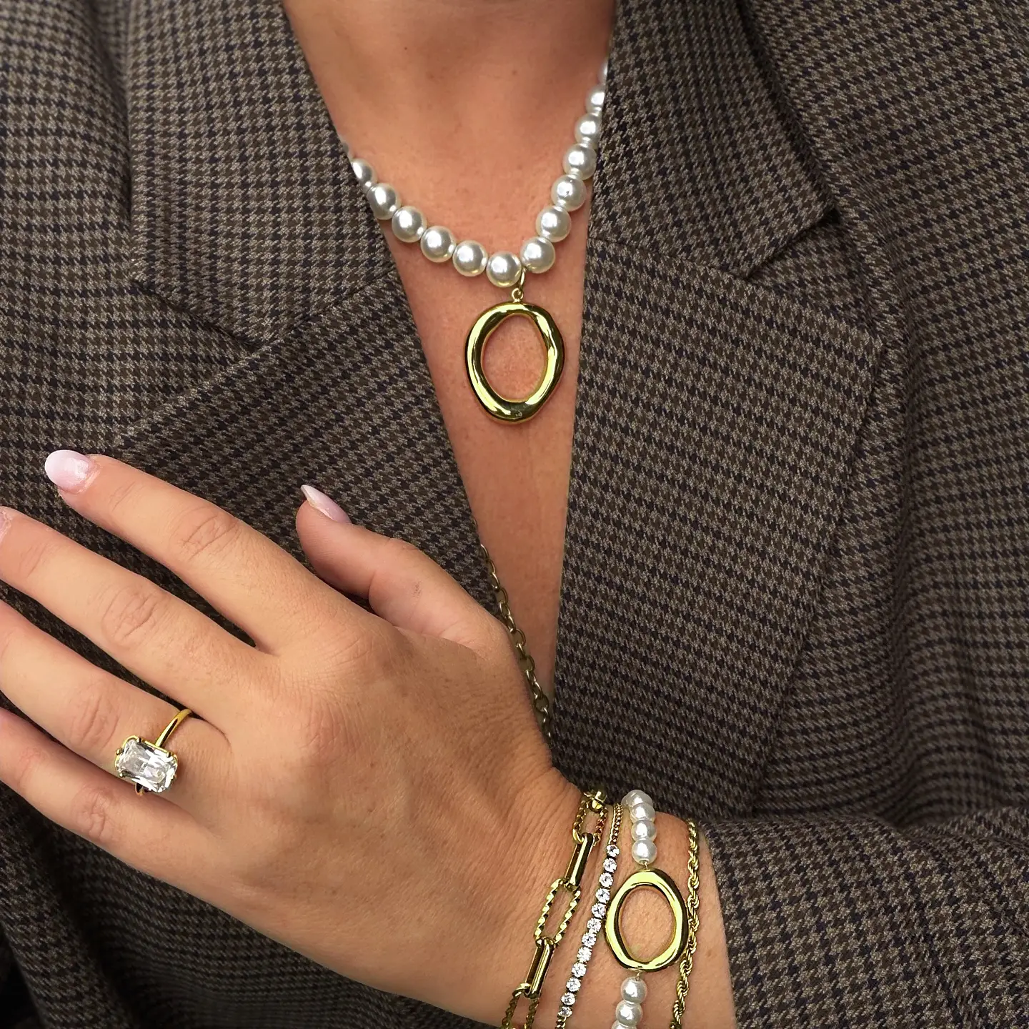 Halo pearl halsband