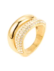 Big double crystal ring guld