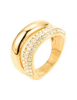 Big double crystal ring guld