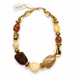 Chunky halsband i brunt och guld