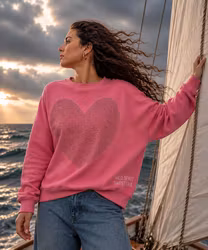 Rosa sweatshirt med strasshjärta