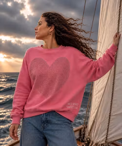 Rosa sweatshirt med strasshjärta