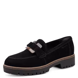 Svarta loafers i mockaimitation med spänne