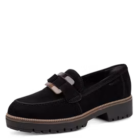 Svarta loafers i mockaimitation med spänne