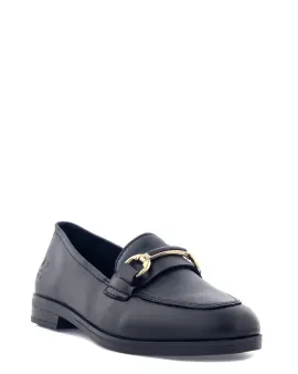 46262-01 Svarta loafers med guld spänne