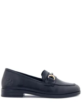 46262-01 Svarta loafers med guld spänne