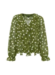 BCMERIDA Dk. Lime prickig chiffongblus