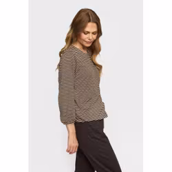 DANDY Glittrig randig topp i brunt och beige