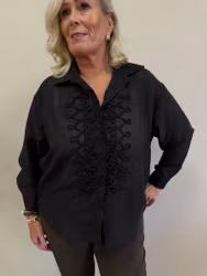 McdSecret Svart transparent blus med dekorativa detaljer