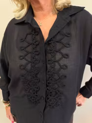 McdSecret Svart transparent blus med dekorativa detaljer