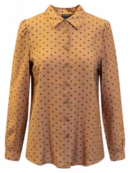 Brun prickig skjortblus