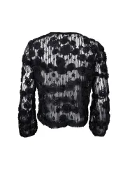 BCELLOISE Svart blus med 3D blommor