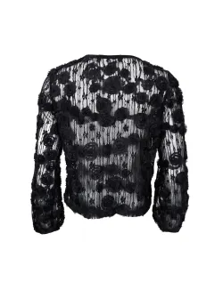 BCELLOISE Svart blus med 3D blommor