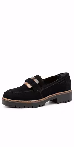 Svarta loafers i mockaimitation med spänne