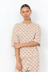 SC-JAIME Beige pyjamas set med röda hjärtan