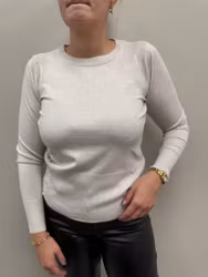 Ljusbeige tunnstickad tröja med glittrer