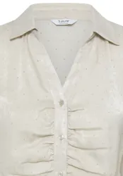 BYHALLE Ljusbeige strasskjorta med drapering
