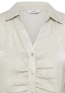 BYHALLE Ljusbeige strasskjorta med drapering