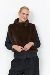 SC-JOVINA Brun fuskpäls poncho