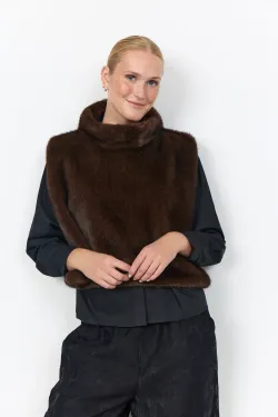 SC-JOVINA Brun fuskpäls poncho