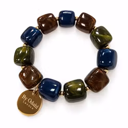 Chunky armband blå brun grön mix