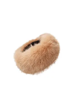 BCLIDA Beige pannband i fuskpäls