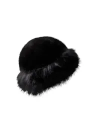BCKAJSA Svart fluffig mössa