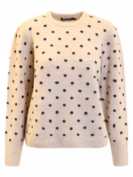 Beige stickad tröja med svarta prickar