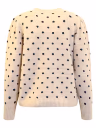 Beige stickad tröja med svarta prickar