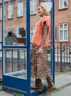 BCKASSIE Leopardmönstrad meshklänning