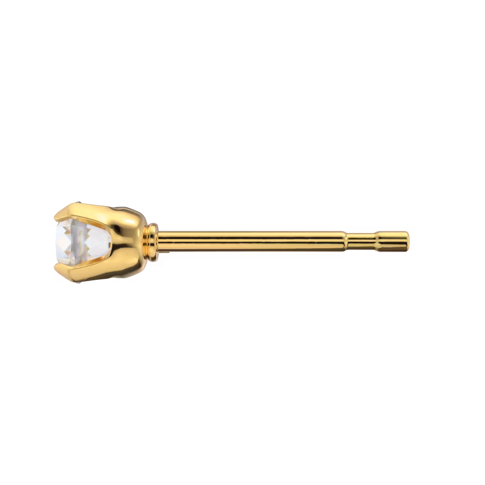Örhängen i Cubic Zircon, 3 mm, guldpläterade
