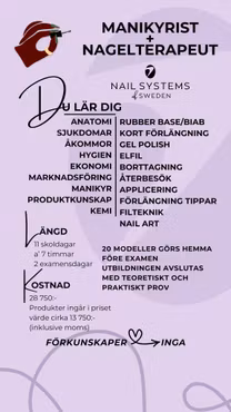 Nagelutbildning – Manikyrist & Nagelterapeut (Sommar)