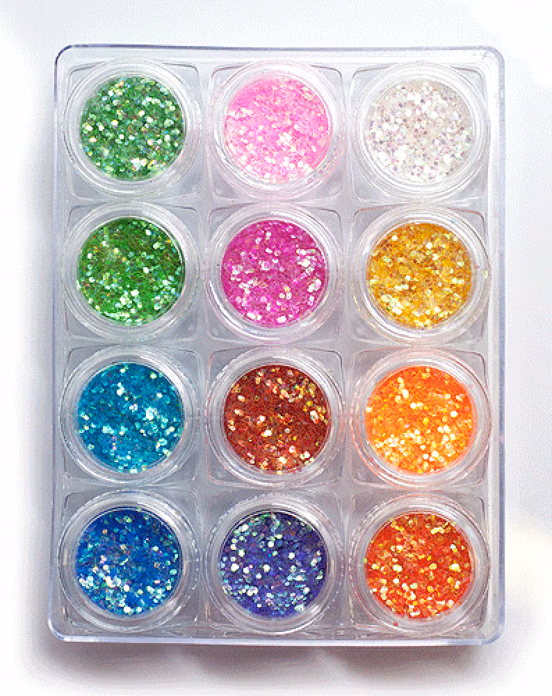 Rainbow Glitter 1 mm - 12-pack