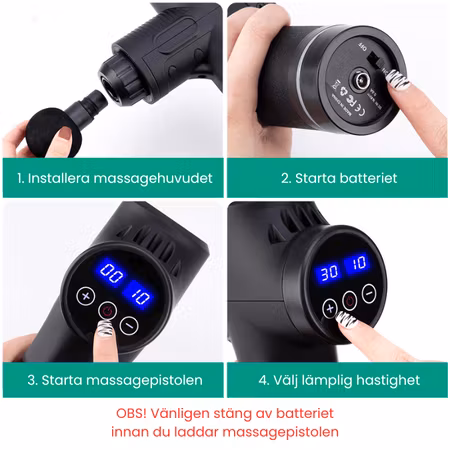 Massasjepistol - inkluderer 6 forskjellige hoder