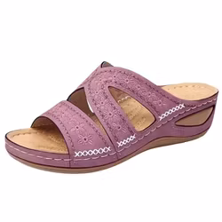 Sommerlige sandaler med kilehæl for damer - ortopedisk støtte og retrodesign