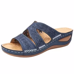 Sommerlige sandaler med kilehæl for damer - ortopedisk støtte og retrodesign
