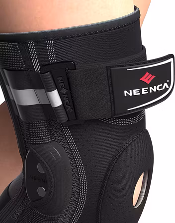 Knestøtte for smertelindring - med hengsler og sidestabilisering