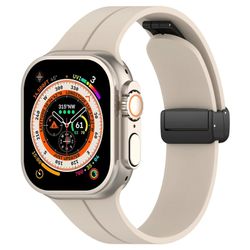 Gummiband till Apple Watch Svart 42/44/49mm Beige