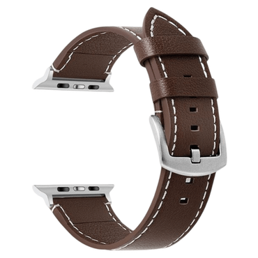 Mörkbrun Kalvläderrem med kontrastsömmar för Apple Watch