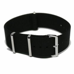 Klassisk Nato strap i svart med silverspänne