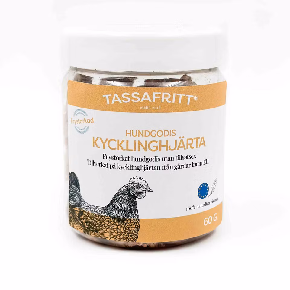 Frystorkade Kycklinghjärtan 60g Tassa Fritt
