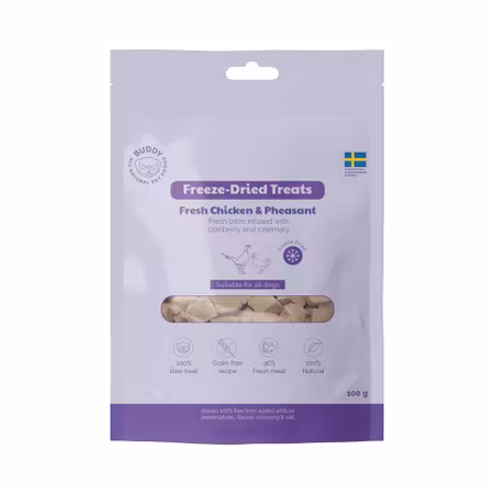 Freeze-Dried Treats; Fresh Chicken & Phaesant 100g Buddy Hundgodis