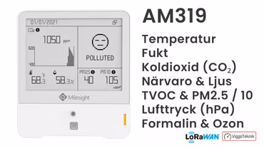 AM319 - Temp-Fukt-Koldioxid-Närvaro-Ljus-TVOC-PM-Lufttryck-Formalin-Ozon