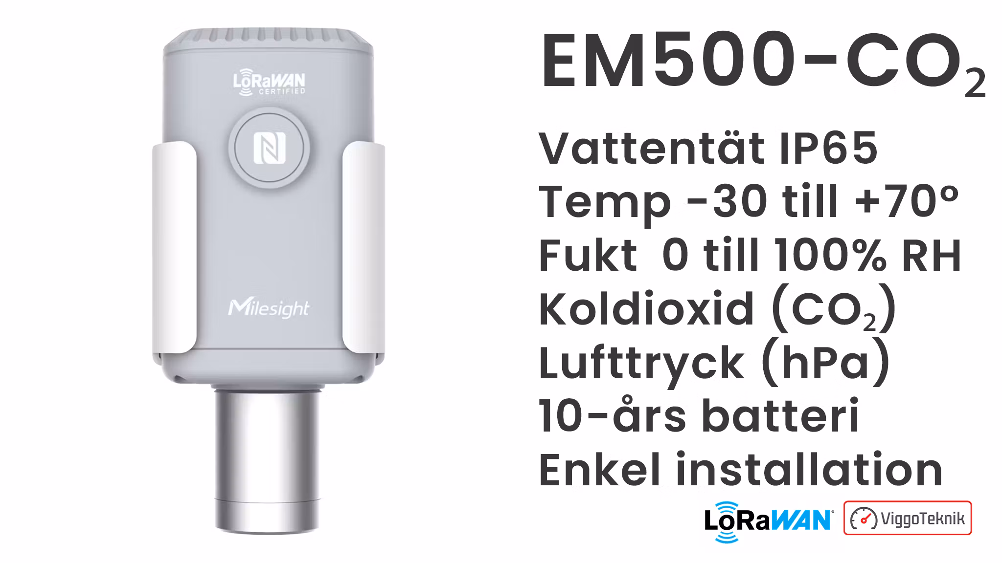 EM500-CO2 - Temp-Fukt-Koldioxid-Lufttryck