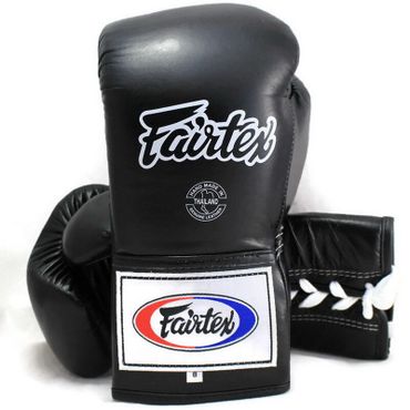 FAIRTEX: LACE-UP BOXING GLOVES BLACK 12 OZ