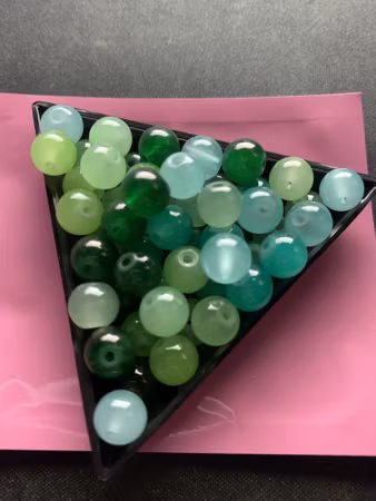 8mm glaspärlor  grönblå mix