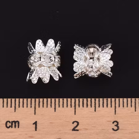 Cap Spacer, Flower silver/golden 8mm