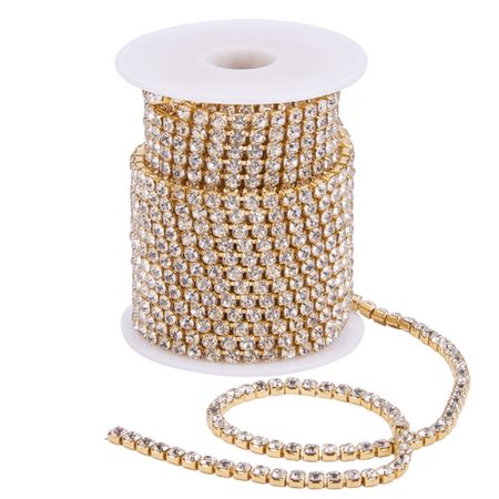 Strasslänk Crystal/gold 3mm, 10 yard, rulle