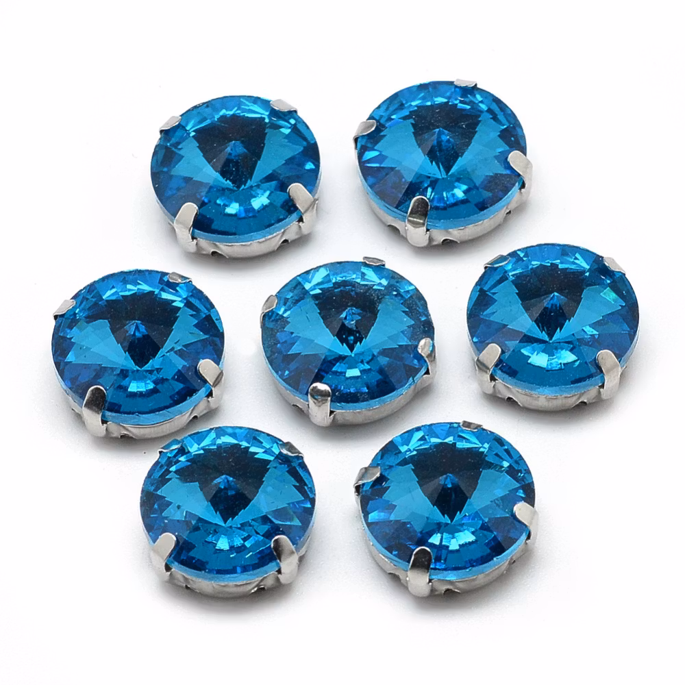 Sew on kristaller Deep Sky Blue glas 8mm